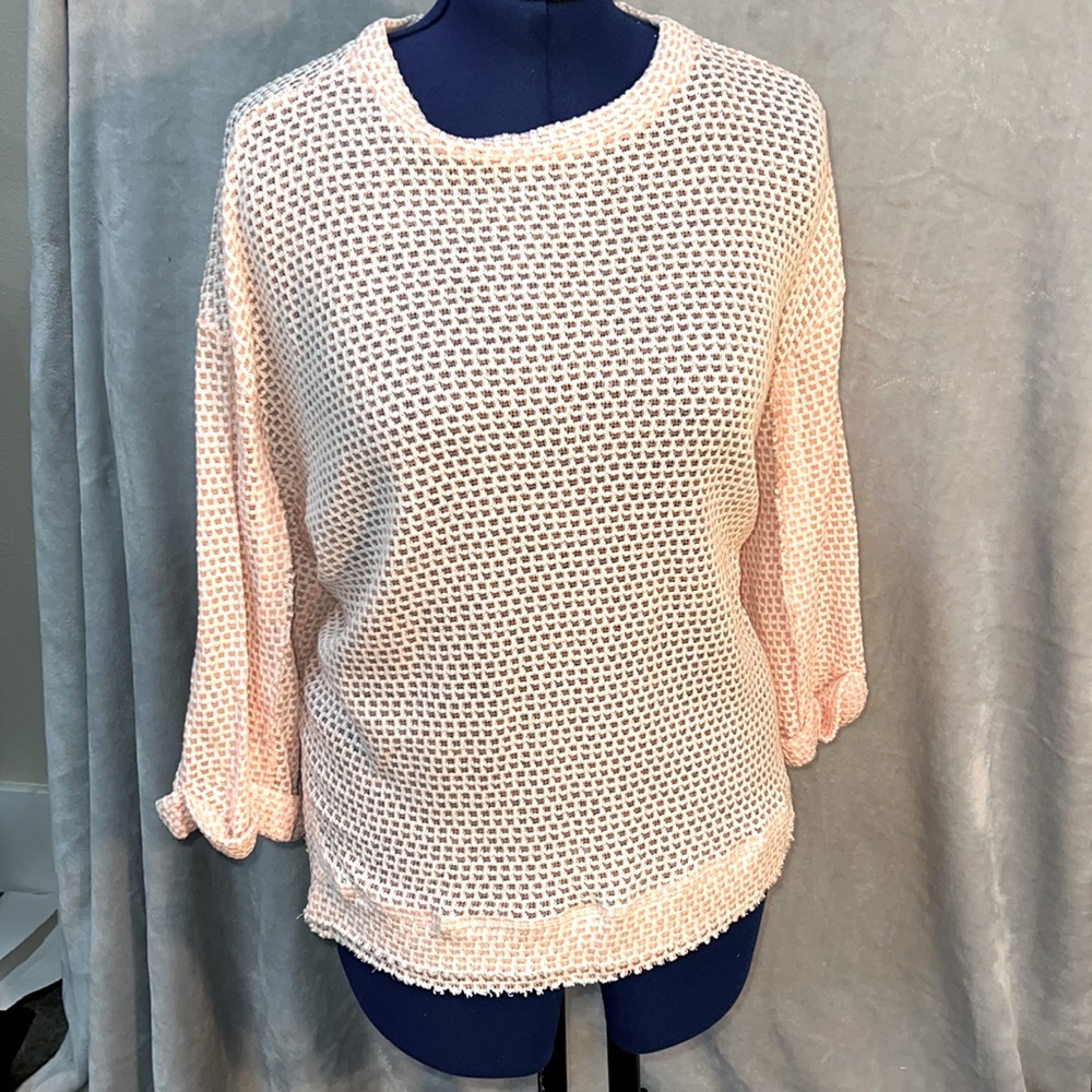 Umgee Waffle Knit Folded Cuff Loose Fit Blouse - New